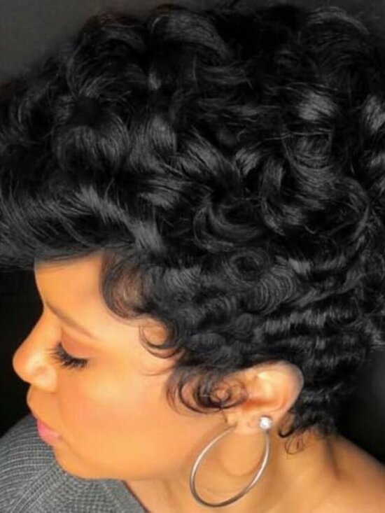 Short Curly Wigs for Black Women Synthetic Black Short Wigs